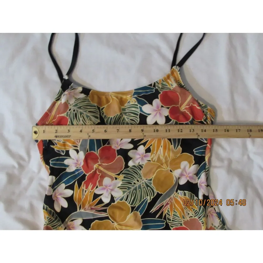 HURLEY SWIMSUIT SIZE L NWOT TROPICAL NOVELTY PRINT ONE PIECE ADJUSTABLE STRAPS